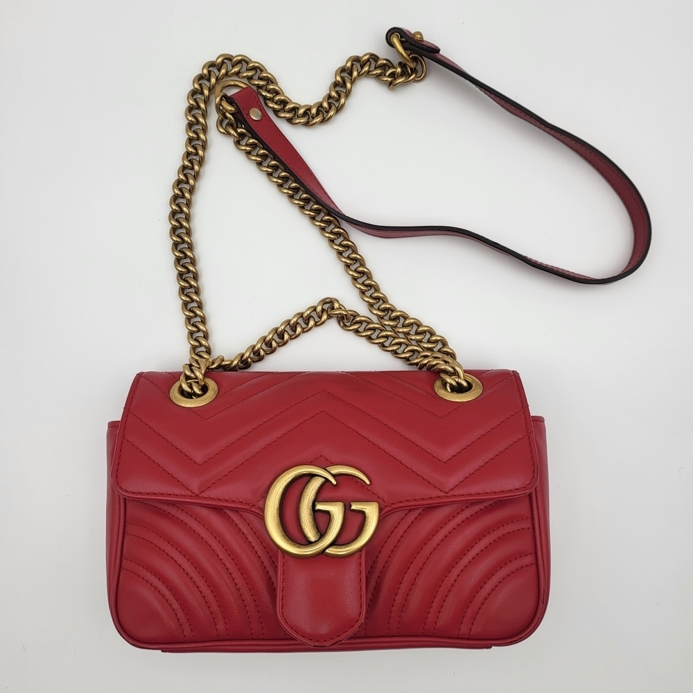 Gucci GG Marmont Mini Flap Bag Matelasse Chevron Leather.. Authentic.. w/COA..